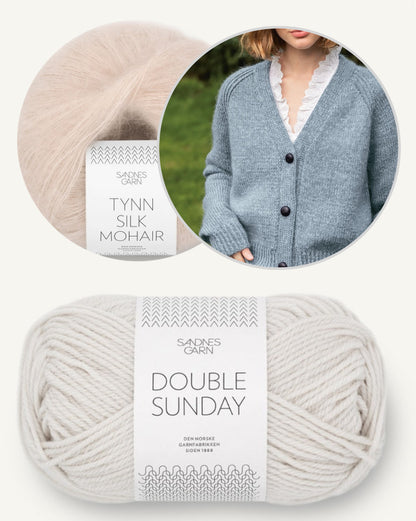 Noomi Jacke Double Sunday | klassischer Cardigan aus Double Sunday und Tynn Silk Mohair von Sandnes Garn