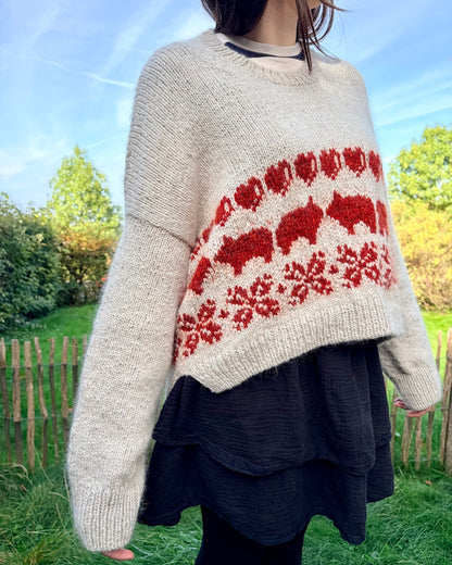 Julegris-sweater | afslappet julesweater i Le Lambswool og Le Petit Silk & Mohair fra Biches & Bûches