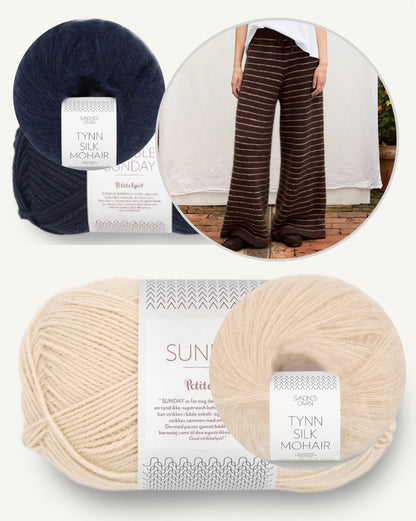 Riley Pants | Lounge Hose mit feinen Streifen aus Sunday und Tynn Silk Mohair von Sandnes Garn