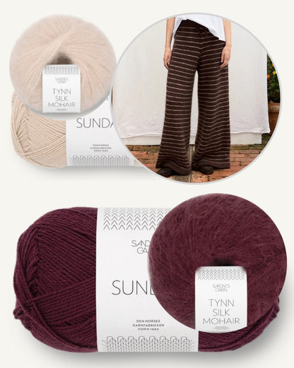Riley Pants | Lounge Hose mit feinen Streifen aus Sunday und Tynn Silk Mohair von Sandnes Garn