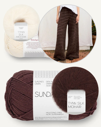 Riley Pants | Lounge Hose mit feinen Streifen aus Sunday und Tynn Silk Mohair von Sandnes Garn