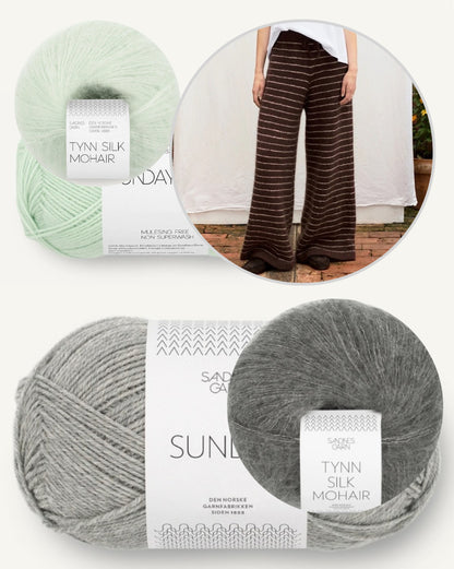 Riley Pants | Lounge Hose mit feinen Streifen aus Sunday und Tynn Silk Mohair von Sandnes Garn