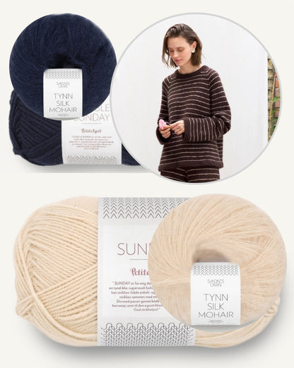 Riley Sweater | lässig feine Streifen aus Sunday und Tynn Silk Mohair von Sandnes Garn
