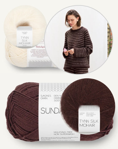 Riley Sweater | lässig feine Streifen aus Sunday und Tynn Silk Mohair von Sandnes Garn