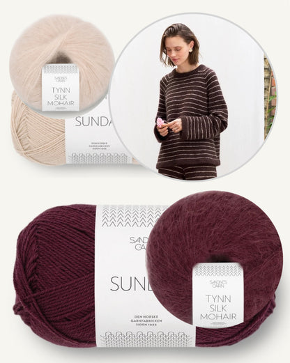 Riley Sweater | lässig feine Streifen aus Sunday und Tynn Silk Mohair von Sandnes Garn