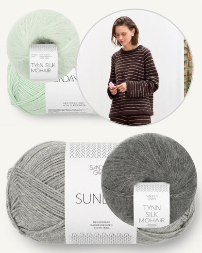 Riley Sweater | lässig feine Streifen aus Sunday und Tynn Silk Mohair von Sandnes Garn
