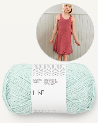 Roselyn Dress Kids | romantic crochet ruffles made from Line by Sandnes Garn