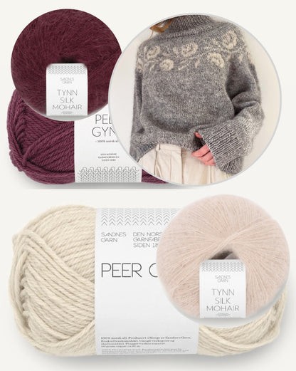 Pull Rosie Yoke | roses romantiques en Peer Gynt et Tynn Silk Mohair de Sandnes Garn