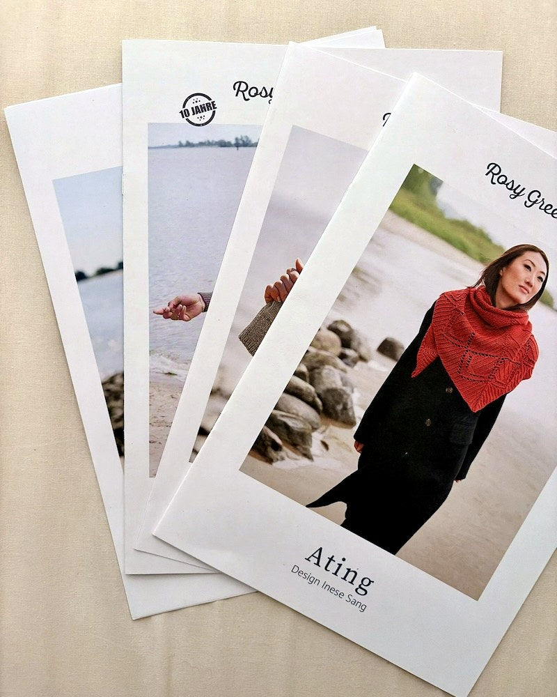 Vier gedruckte Anleitungen von Rosy Green Wool