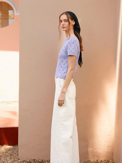 Elodie Tee | luftiges Lochmuster aus Line von Sandnes Garn