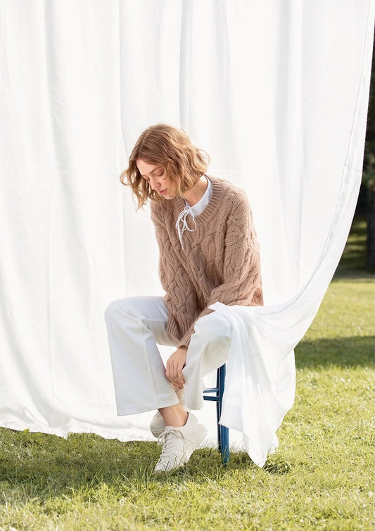 Haley Pullover | piękny warkoczowy wzór z Double Sunday i Tynn Silk Mohair od Sandnes Garn