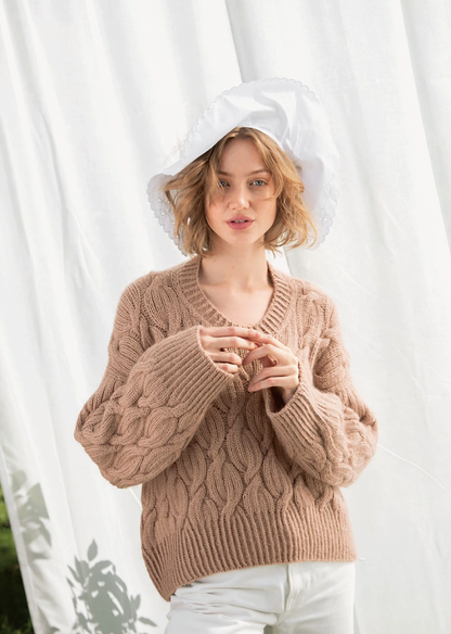 Haley Pullover | piękny warkoczowy wzór z Double Sunday i Tynn Silk Mohair od Sandnes Garn