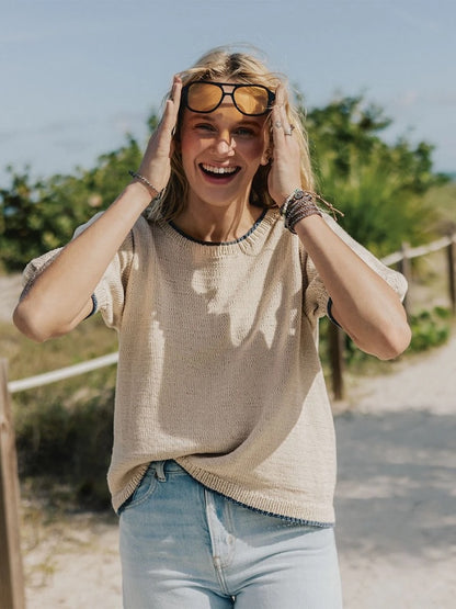 Molly Tee | with delicate contrast edges from Mandarin Petit by Sandnes Garn