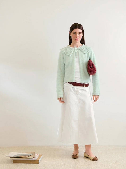Lilly Blouse | fine cardigan with wide collar made from Alpakka Folgetrad and Tynn Silk Mohair by Sandnes Garn