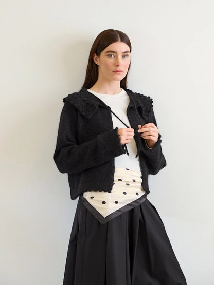 Lilly Blouse | fine cardigan with wide collar made from Alpakka Folgetrad and Tynn Silk Mohair by Sandnes Garn