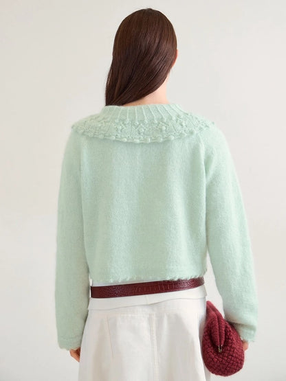 Lilly Blouse | fine cardigan with wide collar made from Alpakka Folgetrad and Tynn Silk Mohair by Sandnes Garn