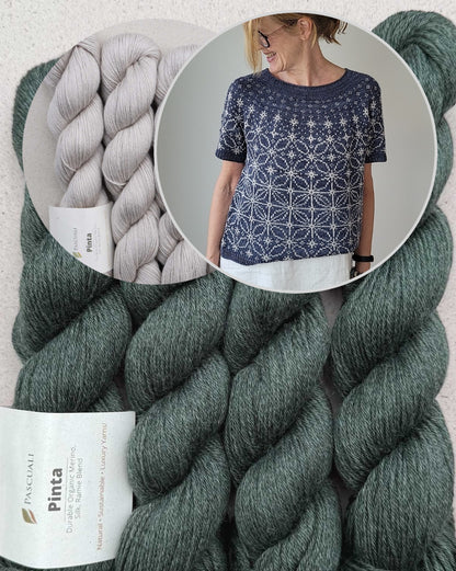 Sashiko Tee | grafisches Stickmusterbild aus Pinta von Pascuali