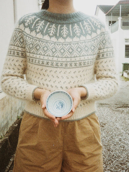 Grain Jumper | porcelain pattern made from Le Petit Organic Cotton and Le Petit Silk Mohair by Biches & Bûches