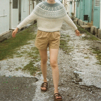 Grain Jumper | porcelain pattern made from Le Petit Organic Cotton and Le Petit Silk Mohair by Biches & Bûches