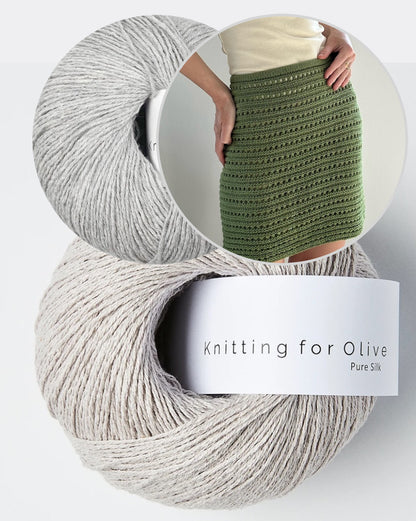 Jupe n° 2 | motif structuré aéré en Pure Silk et mérinos de Knitting for Olive