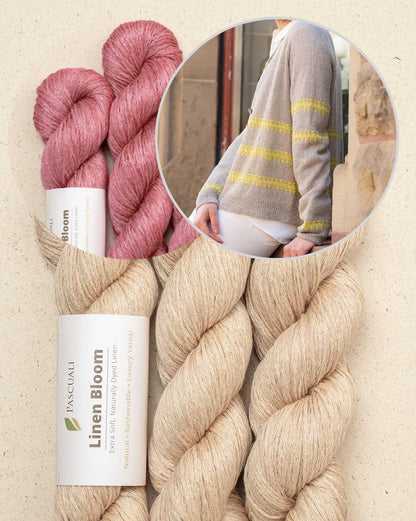 Sunline Cardigan | texturiert sommerliche Streifen aus Linen Bloom von Pascuali