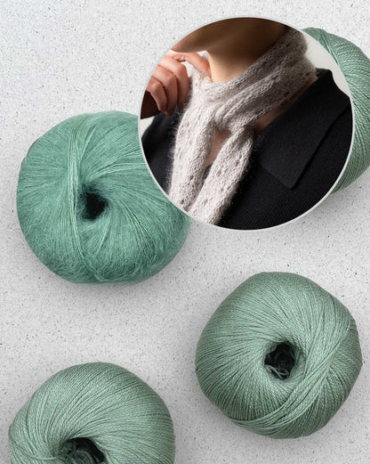 Minischal Tide Eyelets | feines Muster aus Arctic Pearl und Mohair Bliss von Pascuali