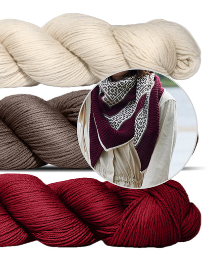 True Love | kontrastikas huivi Cheeky Merino Joy -langasta, Rosy Green Wool