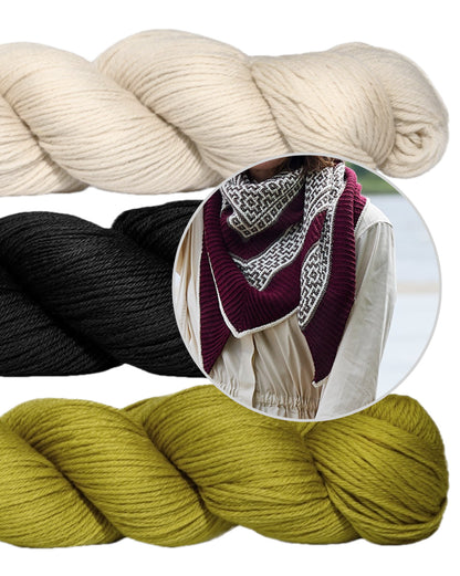 True Love | kontrastikas huivi Cheeky Merino Joy -langasta, Rosy Green Wool