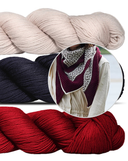 True Love | kontrastikas huivi Cheeky Merino Joy -langasta, Rosy Green Wool