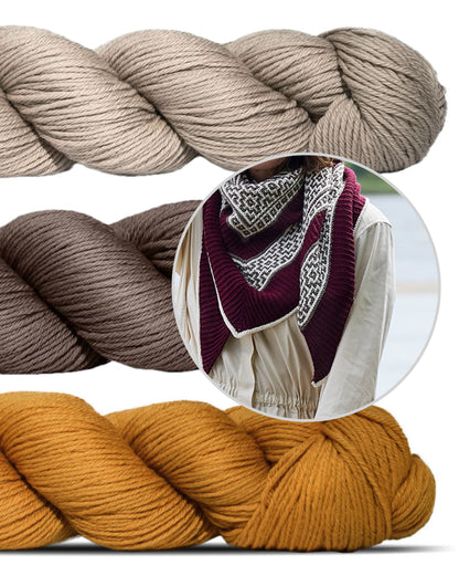 True Love | kontrastikas huivi Cheeky Merino Joy -langasta, Rosy Green Wool