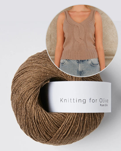 Top tressé en V | Tresse délicate en pure soie de Knitting for Olive