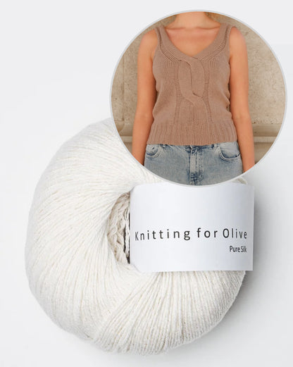 Top tressé en V | Tresse délicate en pure soie de Knitting for Olive