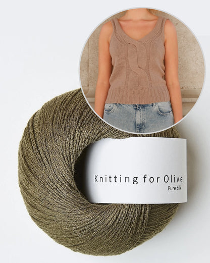 Top tressé en V | Tresse délicate en pure soie de Knitting for Olive