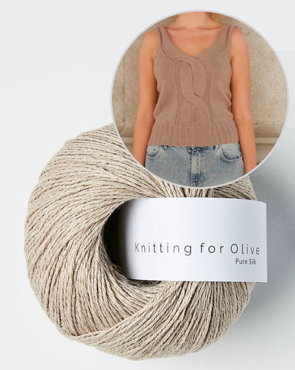 Top tressé en V | Tresse délicate en pure soie de Knitting for Olive