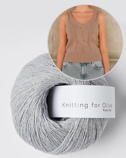 Top tressé en V | Tresse délicate en pure soie de Knitting for Olive