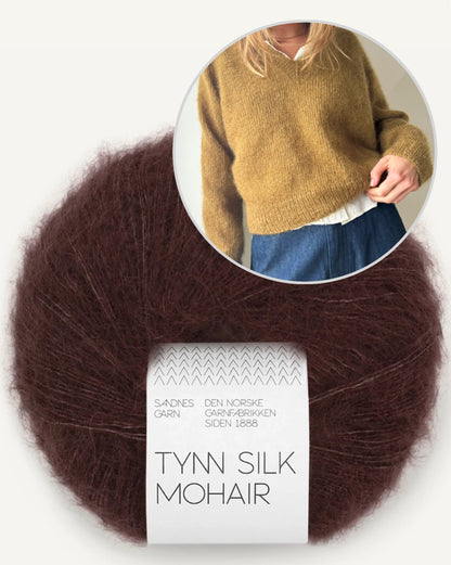Vega V-Neck | Pull en mohair délicat tricoté avec du Tynn Silk Mohair de Sandnes Garn