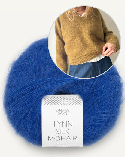 Vega V-Neck | Pull en mohair délicat tricoté avec du Tynn Silk Mohair de Sandnes Garn