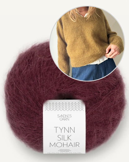 Vega V-Neck | Pull en mohair délicat tricoté avec du Tynn Silk Mohair de Sandnes Garn