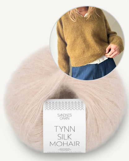 Vega V-Neck | Pull en mohair délicat tricoté avec du Tynn Silk Mohair de Sandnes Garn
