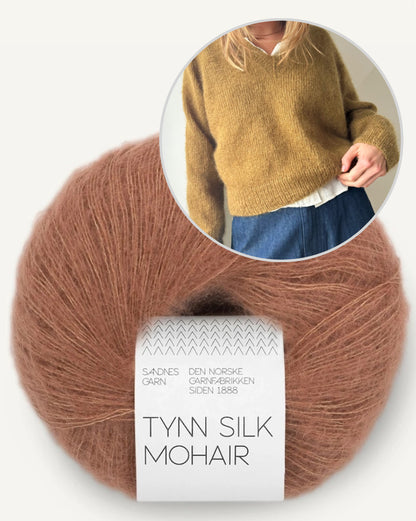 Vega V-Neck | Pull en mohair délicat tricoté avec du Tynn Silk Mohair de Sandnes Garn
