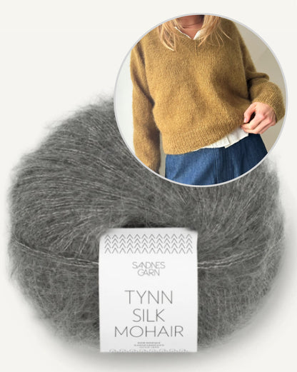Vega V-Neck | Pull en mohair délicat tricoté avec du Tynn Silk Mohair de Sandnes Garn