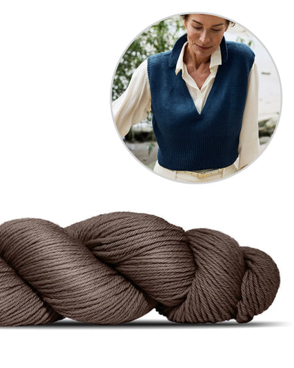 Waymark Vest | hieno Cheeky Merino Joy -langasta neulottu liivi Rosy Green Woolilta