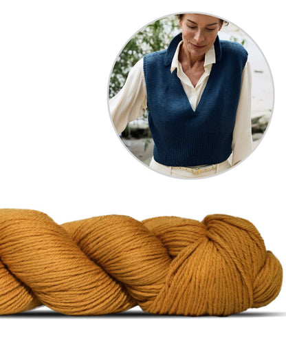 Waymark Vest | hieno Cheeky Merino Joy -langasta neulottu liivi Rosy Green Woolilta