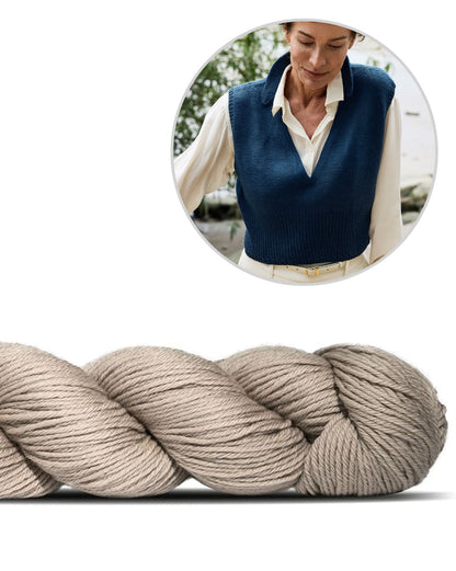 Waymark Vest | hieno Cheeky Merino Joy -langasta neulottu liivi Rosy Green Woolilta
