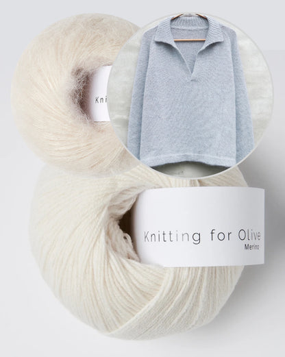 Wilson Sweater | délicat col polo en mérinos et Soft Silk Mohair de Knitting for Olive