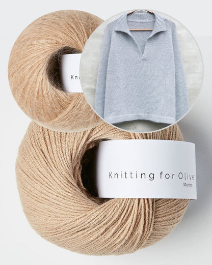 Wilson Sweater | délicat col polo en mérinos et Soft Silk Mohair de Knitting for Olive