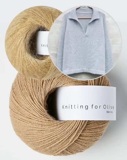 Wilson Sweater | délicat col polo en mérinos et Soft Silk Mohair de Knitting for Olive