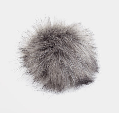 XXL kunstpels pompon med trykknap