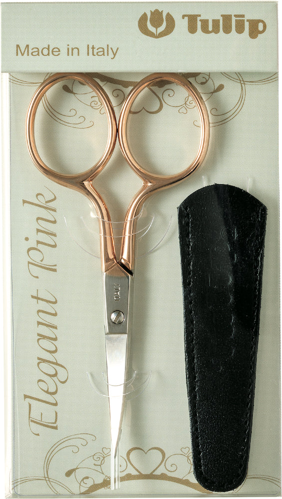 Tulip Schere in Lederetui, Elegant Pink in Verpackung